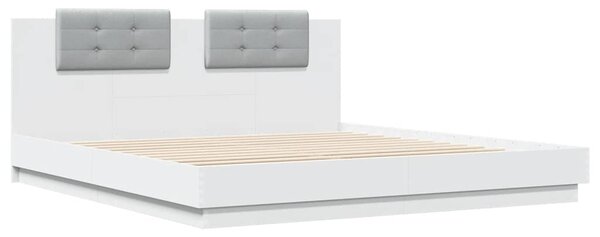 Rám postele s čelem a LED osvětlením bílý 160x200 cm 3209996