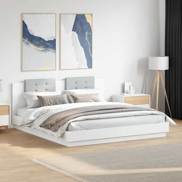 Rám postele s čelem a LED osvětlením bílý 160x200 cm 3209996