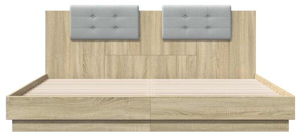 Rám postele s čelem a LED osvětlením dub sonoma 180x200 cm 3209991