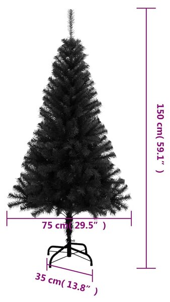 Umělý vánoční stromek se stojanem černý 150 cm PVC 321000