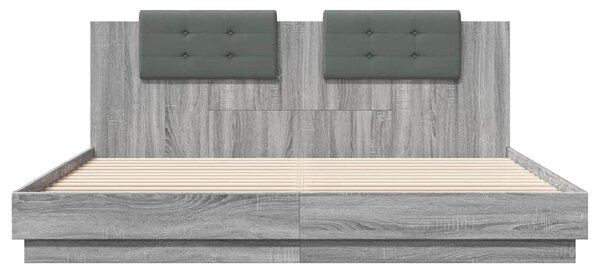 Rám postele s čelem a LED osvětlením šedý sonoma 160x200 cm 3210001