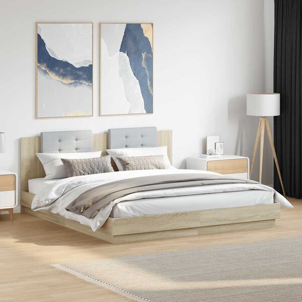 Rám postele s čelem a LED osvětlením dub sonoma 180x200 cm 3209991