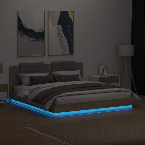 Rám postele s čelem a LED osvětlením dub sonoma 180x200 cm 3209991