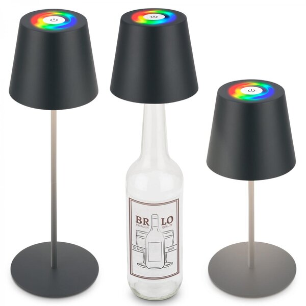 BRILONER Calida 3 v 1 RGBW stolní lampička na baterie IP44, stmívatelné, dotykový vypínač, antracit 7510015