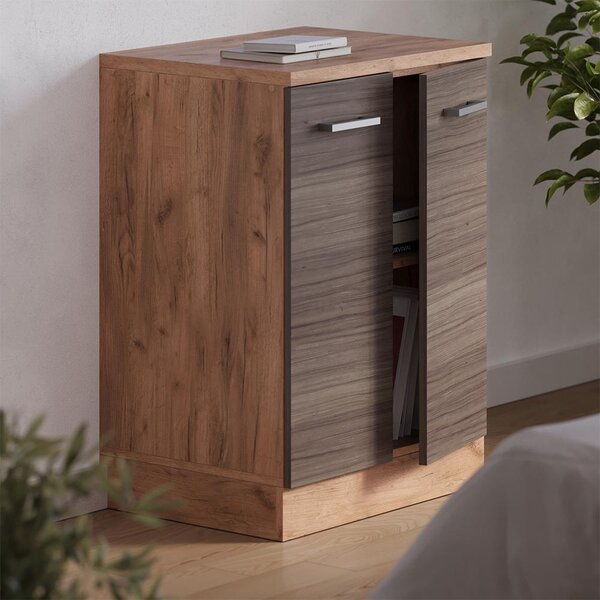 Kuchyňská skříňka pod šikmou střechu Vicco R-Line Ušlechtilá šedá 60 cm bez šikminy se 2 dveřmi, Model 61759