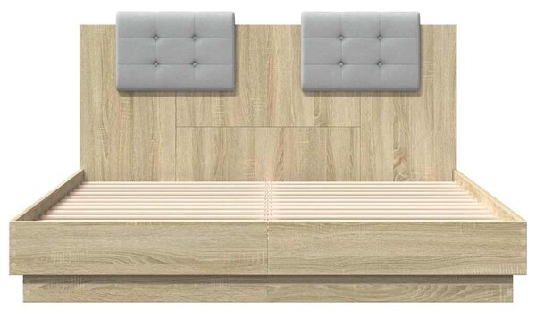 Rám postele s čelem a LED osvětlením dub sonoma 120 x 200 cm 3210019