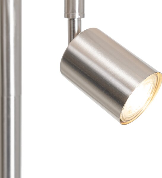 Stojací lampa z oceli s bílým stínítkem a lampičkou na čtení - Jelena