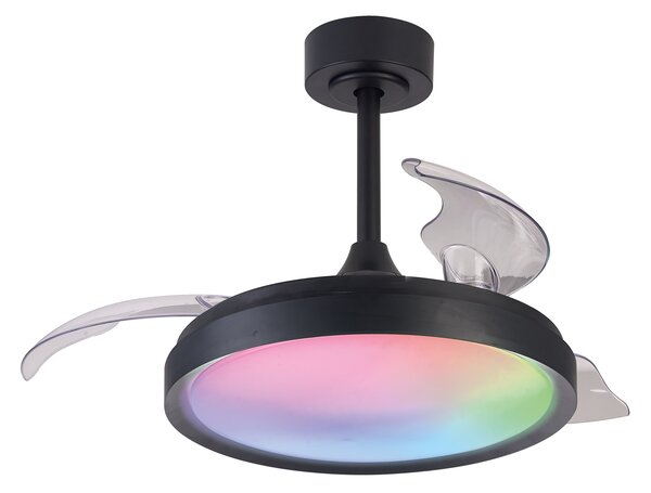 Mantra 8761 Siberia Mini, rozvinovací ventilátor se svítidlem a dálk. ovladačem, LED 40W 3000-6500K+RGB, černá, průměr 45/91cm