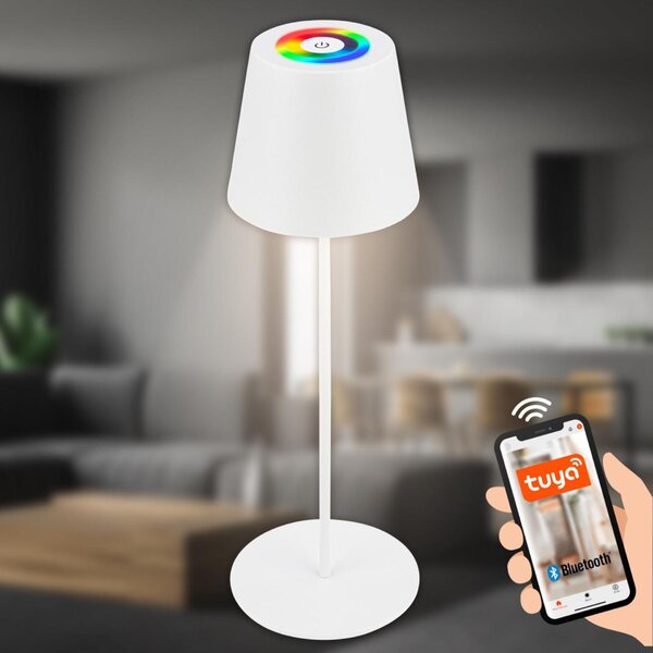 BRILONER Coloris LED stolní lampička Smart bezdrátová, ovládání přes aplikaci, stmívatelné, bílé 7559016