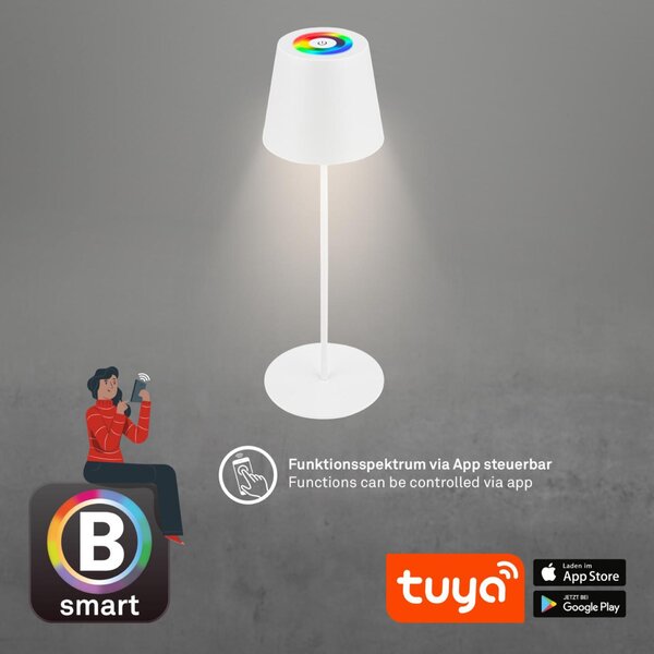 BRILONER Coloris LED stolní lampička Smart bezdrátová, ovládání přes aplikaci, stmívatelné, bílé 7559016