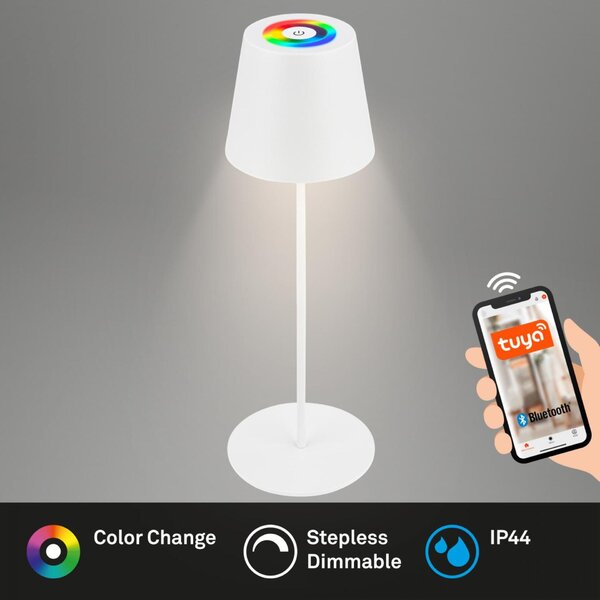 BRILONER Coloris LED stolní lampička Smart bezdrátová, ovládání přes aplikaci, stmívatelné, bílé 7559016