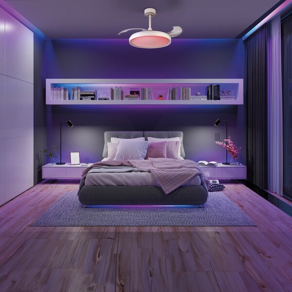 Mantra 8761 Siberia Mini, rozvinovací ventilátor se svítidlem a dálk. ovladačem, LED 40W 3000-6500K+RGB, černá, průměr 45/91cm