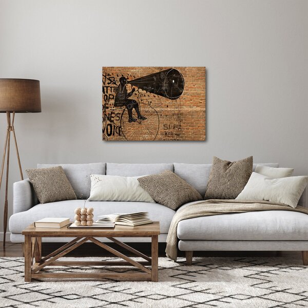 Obraz - Muž na kole v Banksyho stylu (70x50 cm)