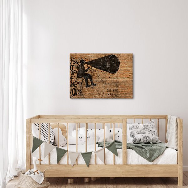 Obraz - Muž na kole v Banksyho stylu (70x50 cm)