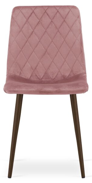 Jídelní židle TURIN sametová, tmavě růžová / tmavě hnědé nohy