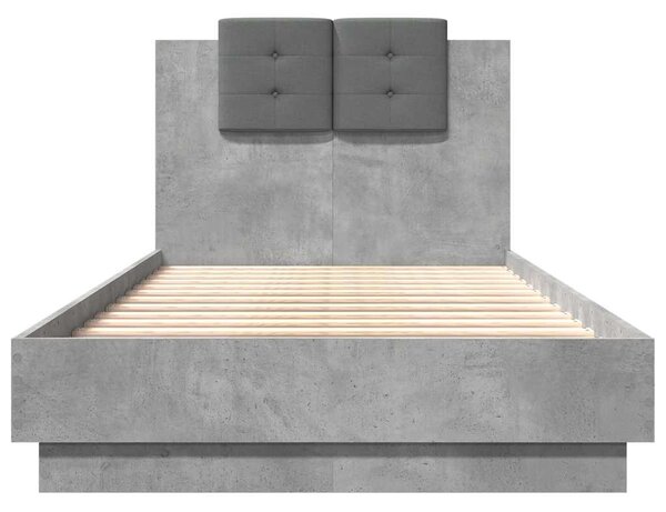 Rám postele s čelem a LED osvětlením betonově šedý 75 x 190 cm 3210069