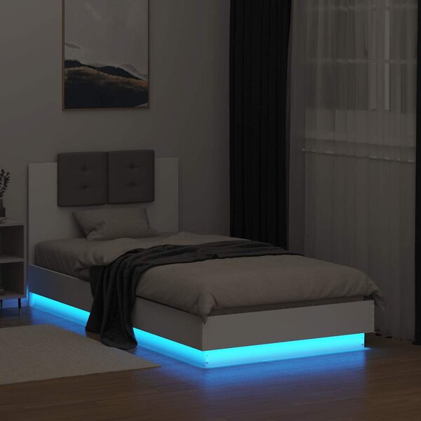 Rám postele s čelem a LED osvětlením bílý 75 x 190 cm 3210066