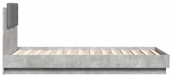 Rám postele s čelem a LED osvětlením betonově šedý 75 x 190 cm 3210069