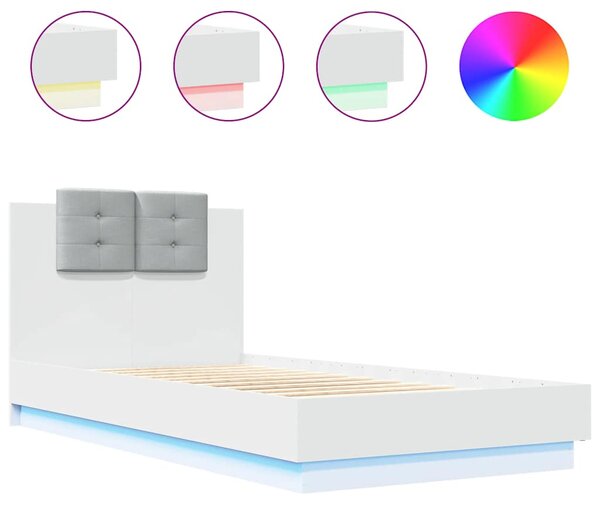 Rám postele s čelem a LED osvětlením bílý 75 x 190 cm 3210066