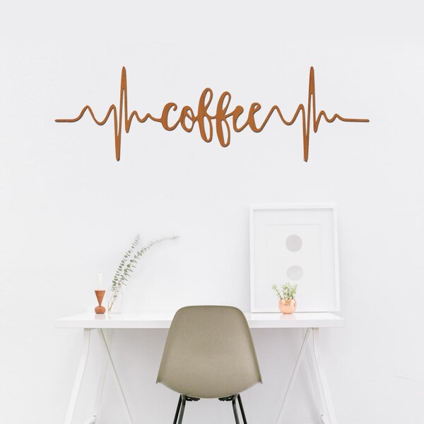 Dřevěná dekorace COFFE PULSE | Rozměry (cm): 40x12 | Zvolte barvu dekoru: Bílá