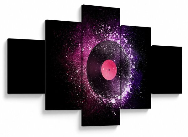 Obraz - Vinylová deska v růžovo-fialových (125x70 cm)