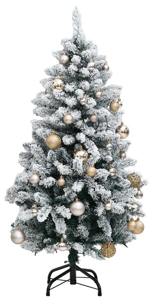 Umělý sklápěcí vánoční stromek se 150 LED a koulemi 120 cm 3210097