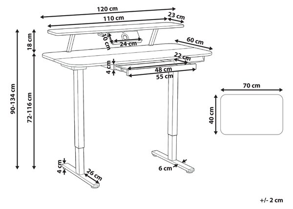 Elektricky výškově nastavitelný pracovní stůl WILBANKS Bílá 120 cm 60 cm s USB portem