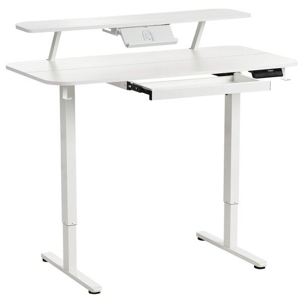 Elektricky výškově nastavitelný pracovní stůl WILBANKS Bílá 120 cm 60 cm s USB portem