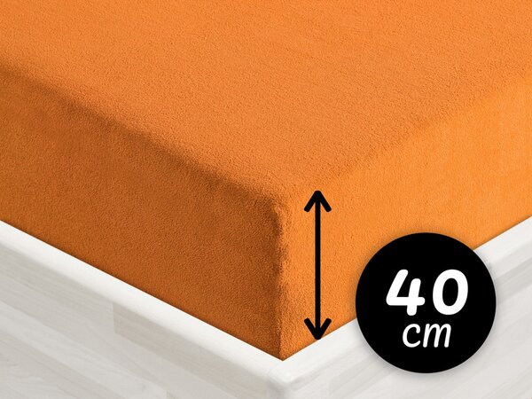 Froté napínací prostěradlo na extra vysokou matraci FR-006 Oranžové 200 x 220 - výška 40 cm