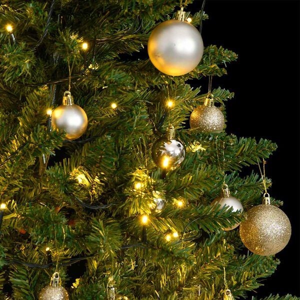 Umělý sklápěcí vánoční stromek se 150 LED a koulemi 120 cm 3210093