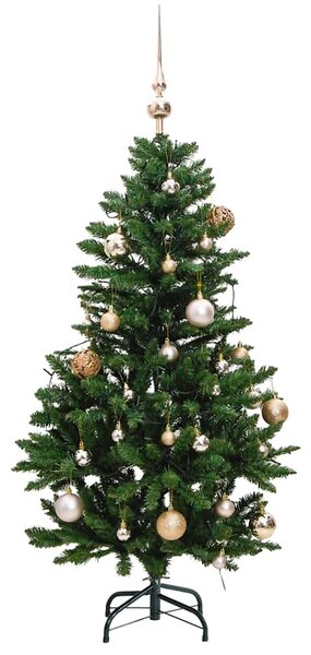 Umělý sklápěcí vánoční stromek se 150 LED a koulemi 150 cm 3210094