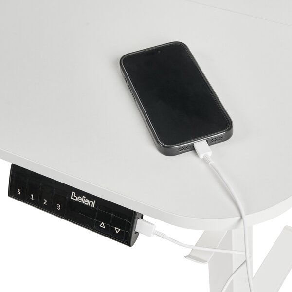 Elektricky výškově nastavitelný pracovní stůl WILBANKS Bílá 120 cm 60 cm s USB portem