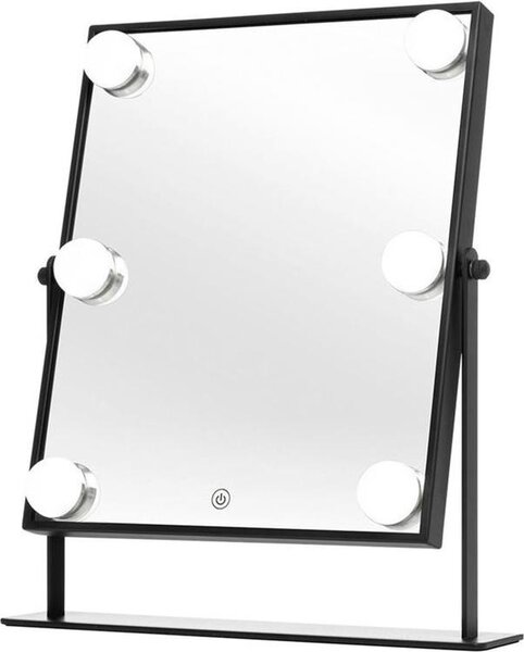 Hollywoodské kosmetické zrcátko UNIQ XL se 6 LED světly a dotykovou funkcí - černé