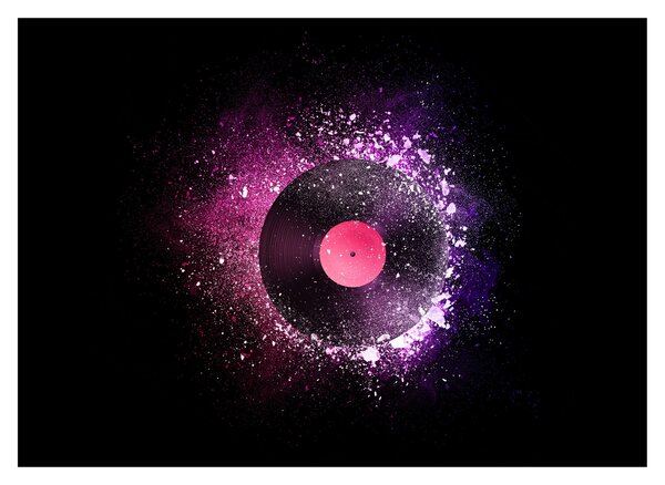 Obraz - Vinylová deska v růžovo-fialových (70x50 cm)