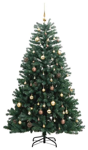 Umělý sklápěcí vánoční stromek s 300 LED a koulemi 210 cm 3210129