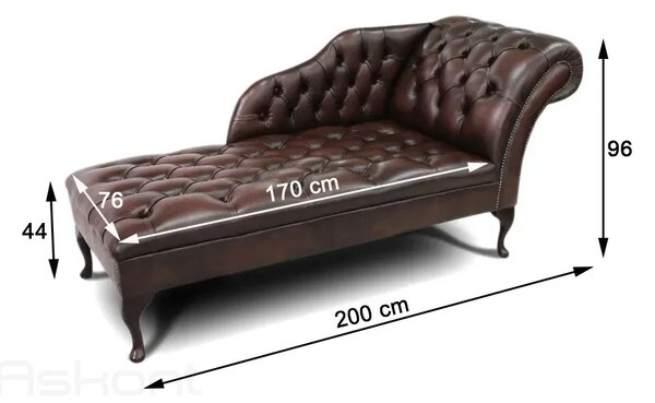 Chesterfield Shezlong: Kožená lenoška pravý roh