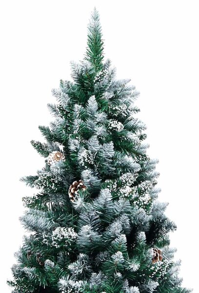Umělý vánoční stromek se šiškami a bílým sněhem 210 cm 321017
