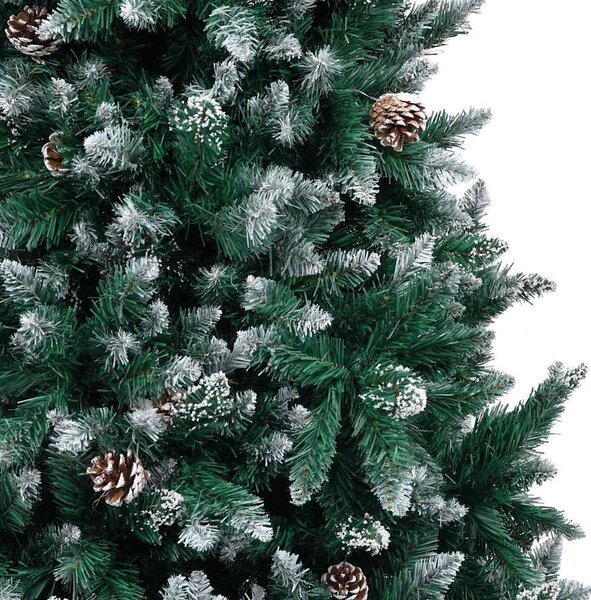Umělý vánoční stromek se šiškami a bílým sněhem 210 cm 321017