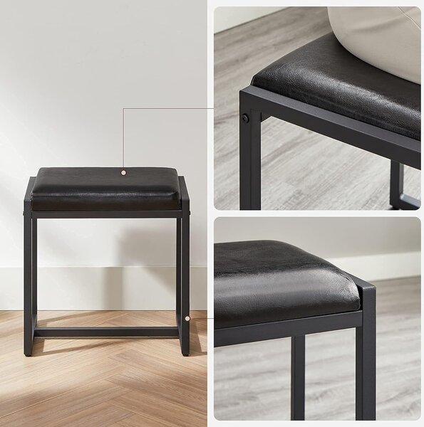 Toaletní stolek VASAGLE s 3dílným skládacím zrcadlem, držákem na fén, kosmetickým stolkem s čalouněnou stoličkou, 3 zásuvkami, průmyslový design, šedá a černá barva