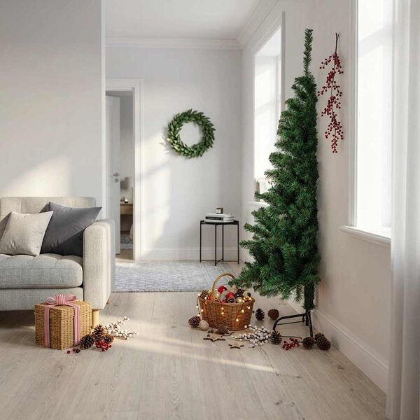Umělý poloviční vánoční stromek se stojanem zelený 180 cm PVC 321032