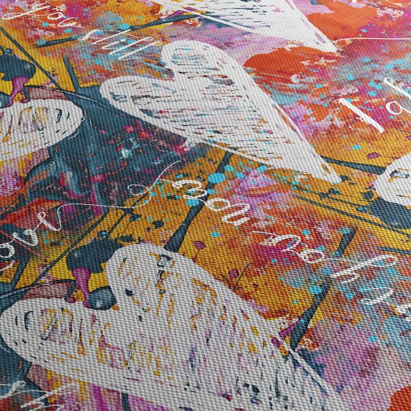 Obraz - Srdce na abstraktním pozadí (s hodinami) (90x30 cm)