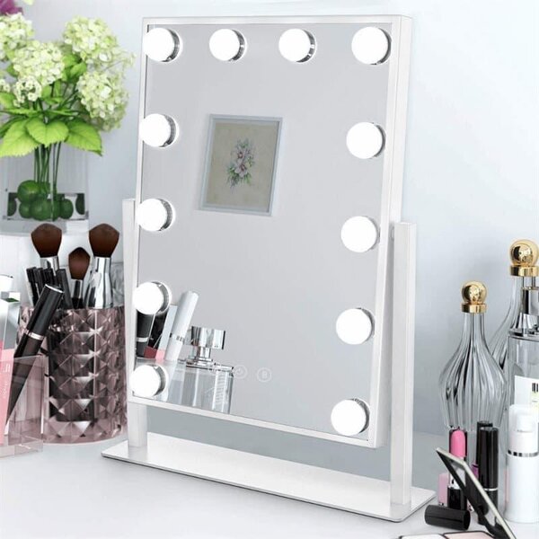 UNIQ New York Mega LED kosmetické zrcadlo s 12 žárovkami – bílé