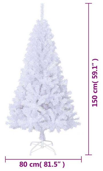 Umělý vánoční stromek s hustými větvemi bílý 150 cm PVC 321038