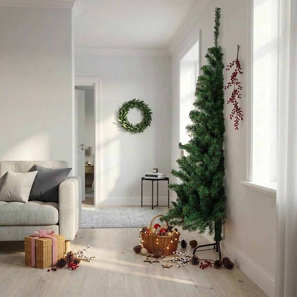 Umělý poloviční vánoční stromek se stojanem zelený 210 cm PVC 321033