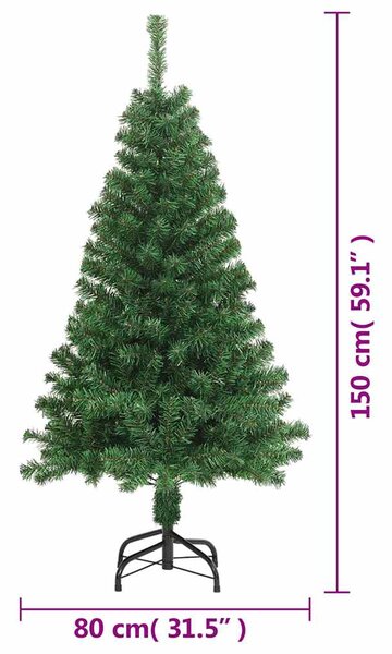 Umělý vánoční stromek s hustými větvemi zelený 150 cm PVC 321034