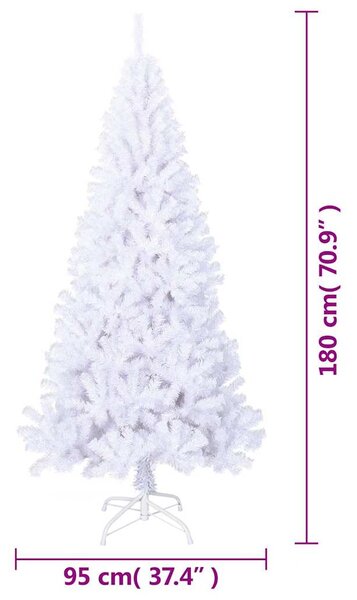 Umělý vánoční stromek s hustými větvemi bílý 180 cm PVC 321039