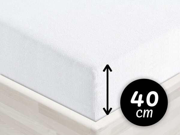 Froté napínací prostěradlo na extra vysokou matraci FR-031 Bílé 180 x 200 - výška 40 cm