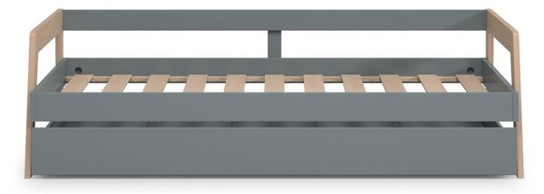 Zelená/šedozelená dětská postel z borovicového dřeva s výsuvným lůžkem s úložným prostorem s roštem 90x200 cm Carrie – Marckeric