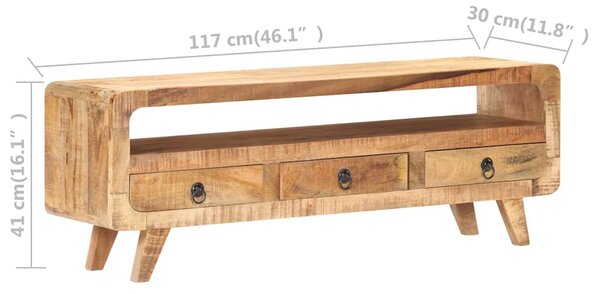 TV stolek 117 x 30 x 41 cm masivní hrubé mangovníkové dřevo 321042