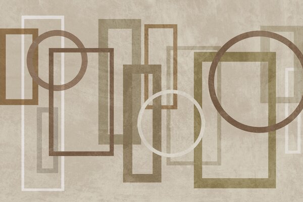 Fototapety Geometrické tvary s výraznou strukturou, včetně obdélníků a kruhů, v zemitých odstínech, Tapety Unikátní, w10031v1 : uwalls.cz
